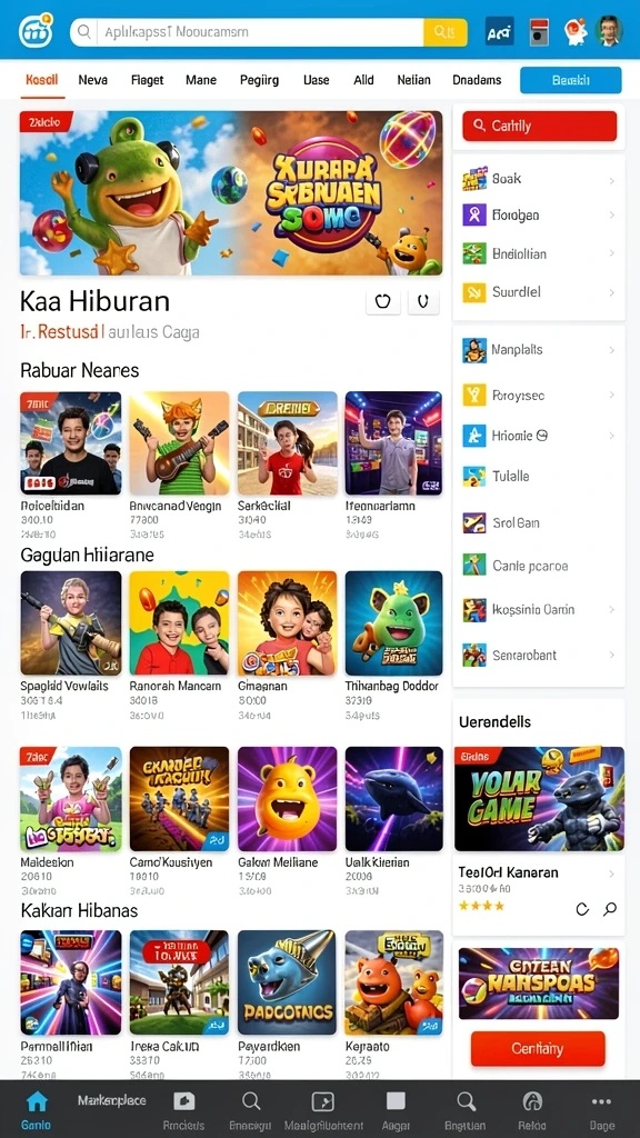Menu permainan yang beragam dan mudah dijelajahi.