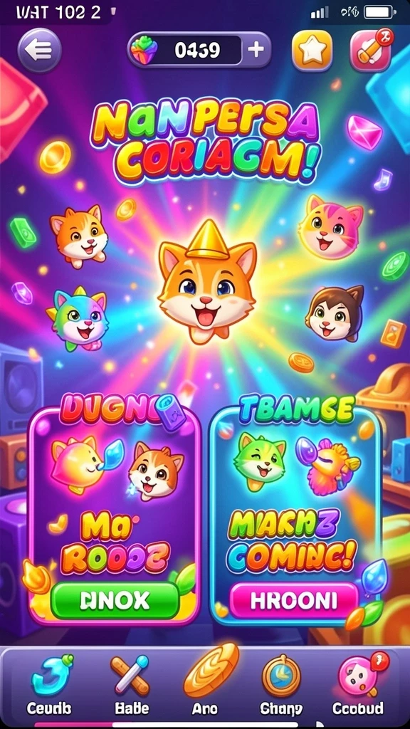 Layar permainan dengan pilihan game yang bervariasi.