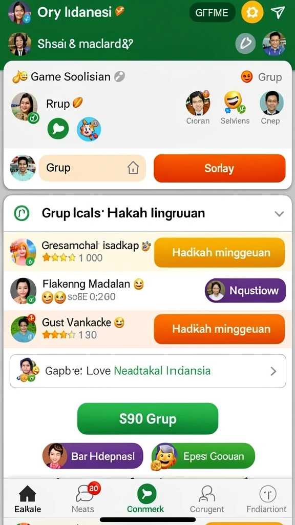 Fitur interaksi sosial dengan pemain lain.