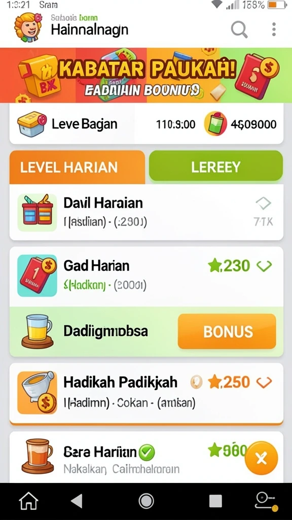 Screenshot menampilkan berbagai tema permainan yang tersedia.