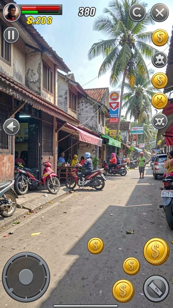 Lingkungan permainan yang indah dan penuh warna.